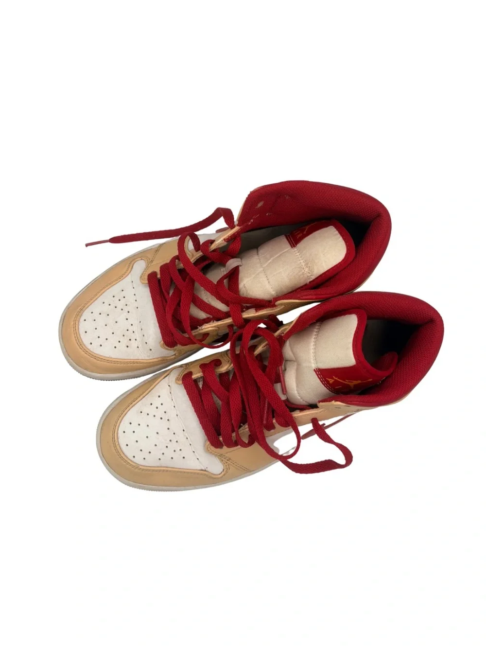 Nike Air Jordan 1 Mid Light Curry Cardinal Red Men’s 8.5 554724-201 Shoes